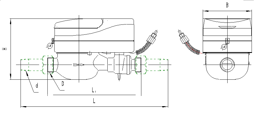Electronic remote valve controlled water meter